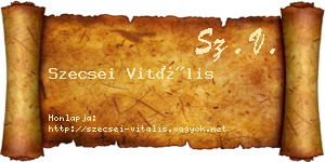 Szecsei Vitális névjegykártya
